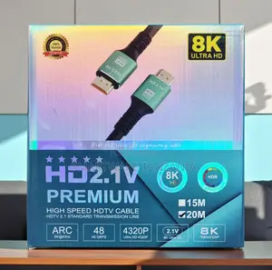 Hd 2.1v Premium Hdmi Cable 20m 48gbps Arc Hdr 4320p