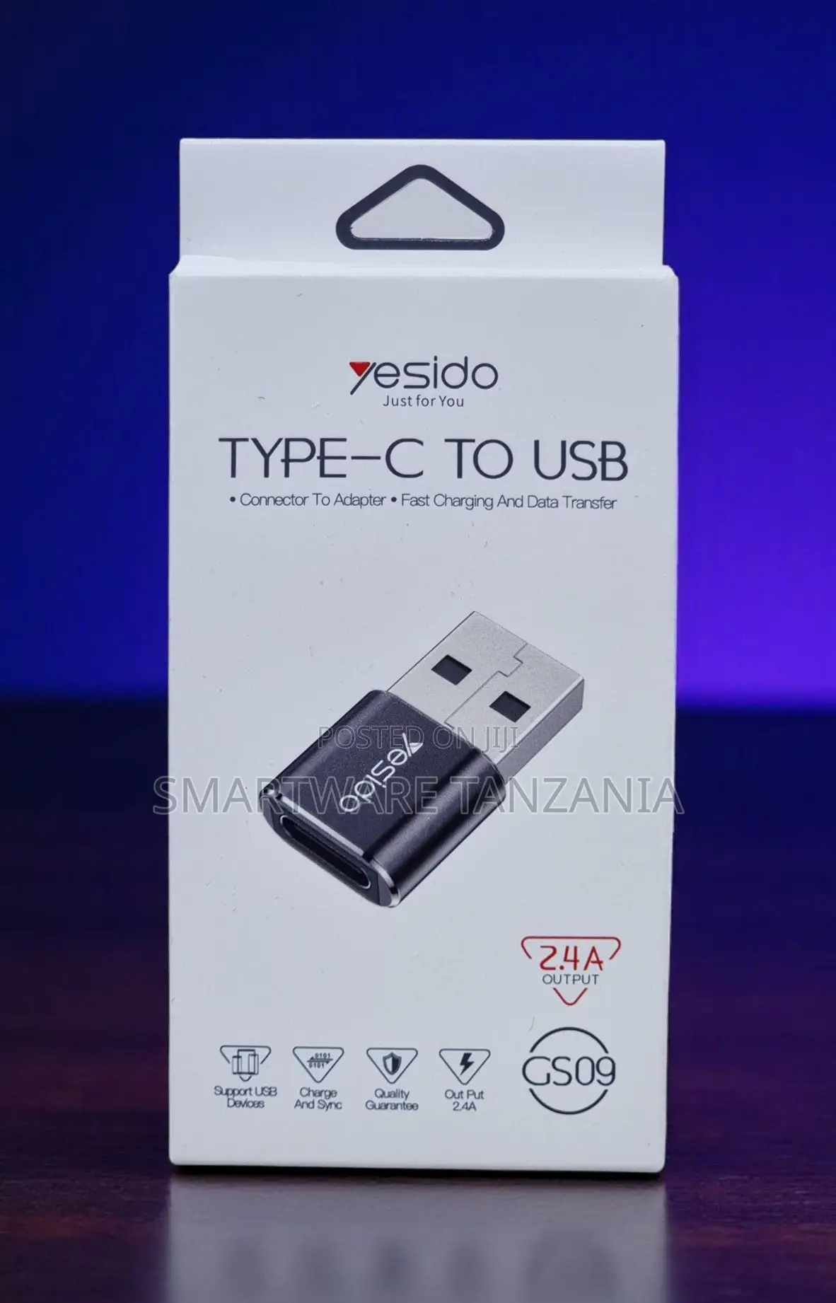 Yesido Gs09 Type-c Female To Usb-a Male Adapter 2.4a Charge