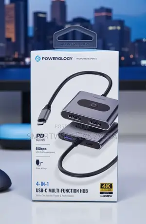 Powerology 4-in-1 Usb-c Hub Hdmi 100w Pd 5gbps