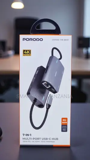 Porodo 7-in-1 Usb-c Hub Hdmi Rj45 1000mbps Pd 100w