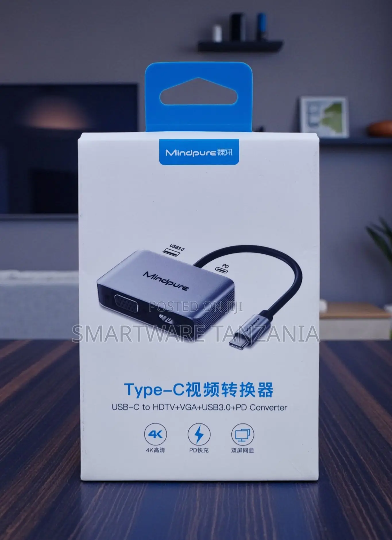 Mindpure Usb-C to Hdmi Vga Usb3.0 Pd Dual Screen Hub