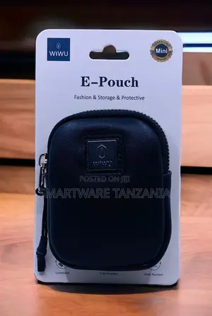Wiwu E-pouch Mini Navy Blue Leather Accessories Zipper Pouch