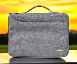Tomtoc Laptop Briefcase Gray 14 16 Inch Tan Handle Carry Bag