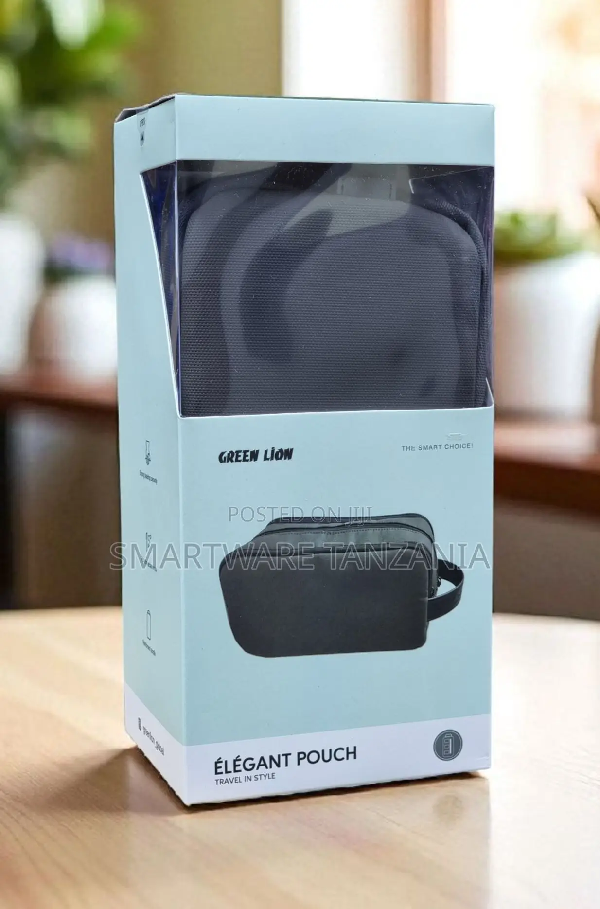 Green Lion Elegant Pouch - Dark Gray Travel In Style