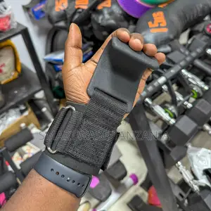 Weightlifting Hook Grips With Wrist Support Strap Black