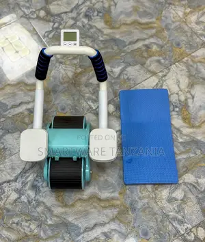 Ab Wheel Roller With Digital Timer And Blue Knee Pad Set