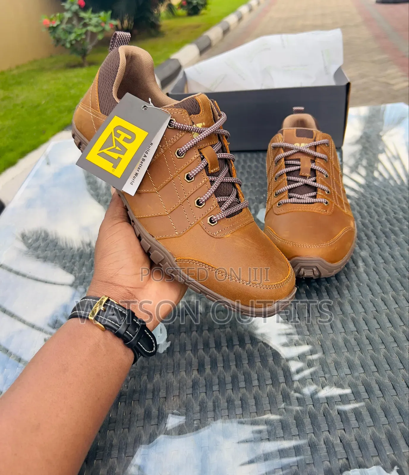Men's Leather Shoes Caterpillar Branded Smartly Surfaced