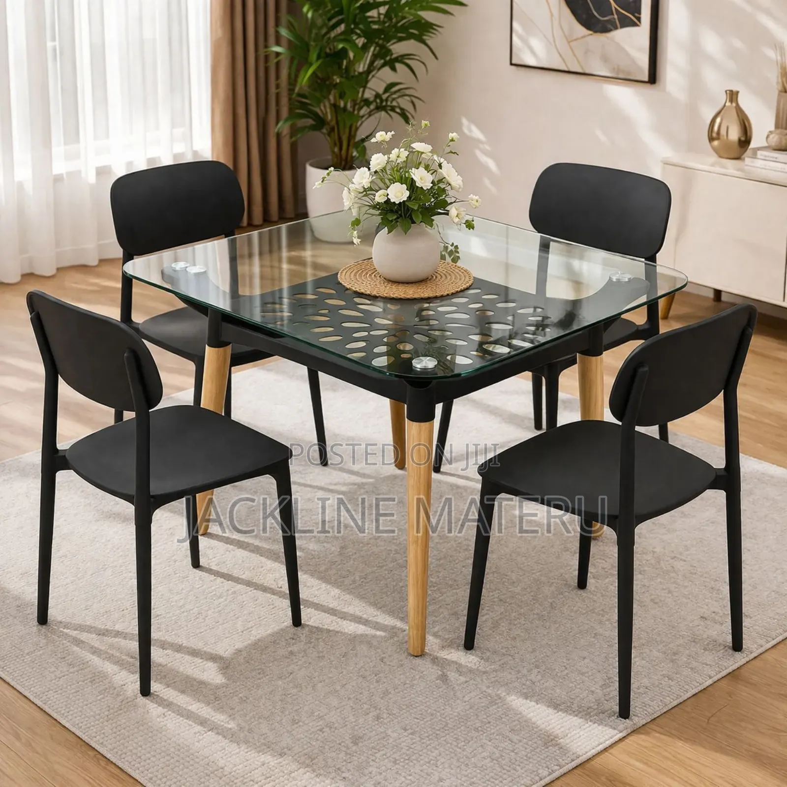 Dinning Table Glass With 4 Chairs High Quality