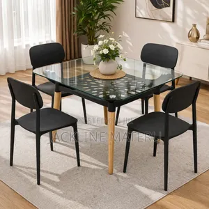 Dinning Table Glass With 4 Chairs High Quality