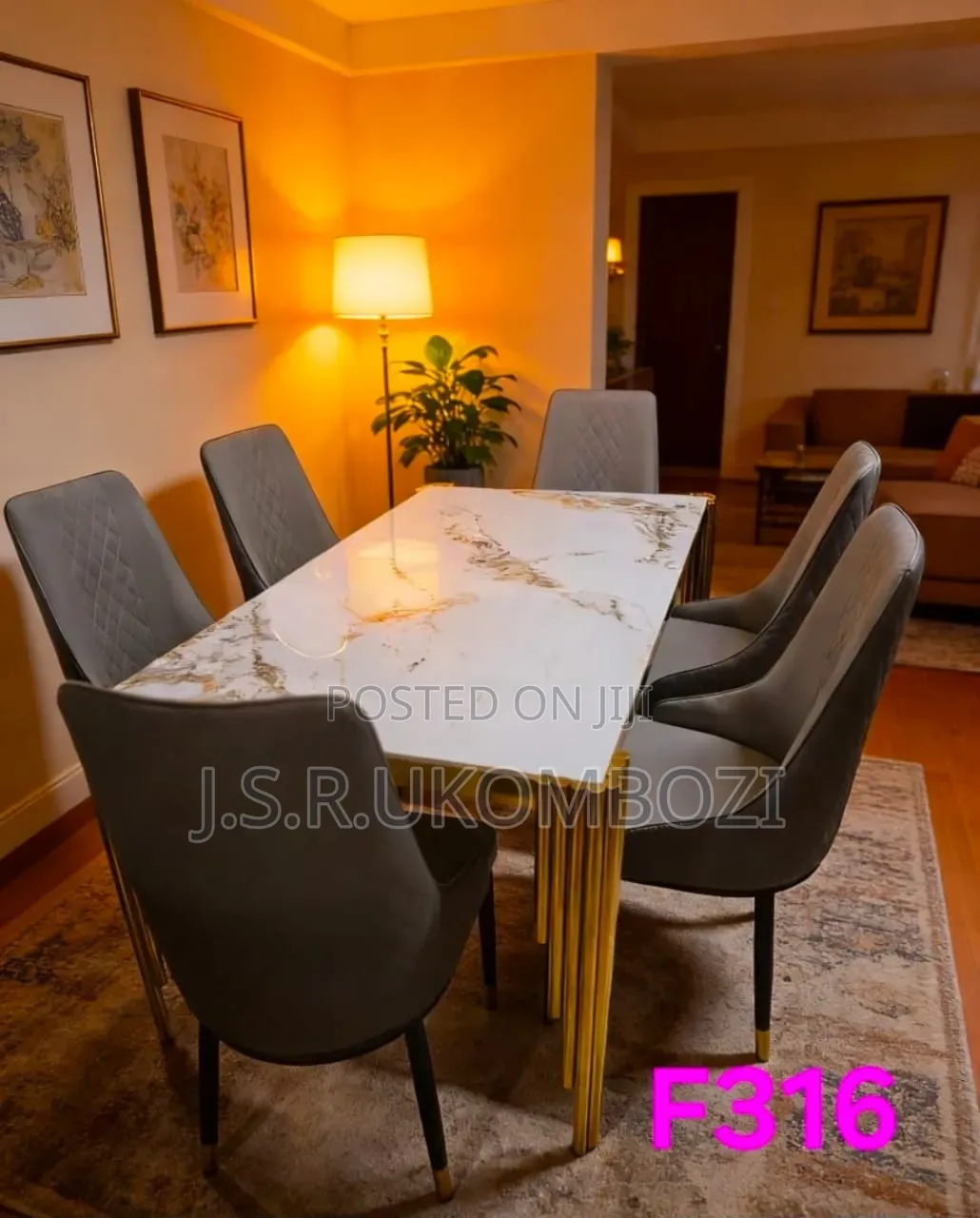 “Modern Dining Table Set With Marble-Style