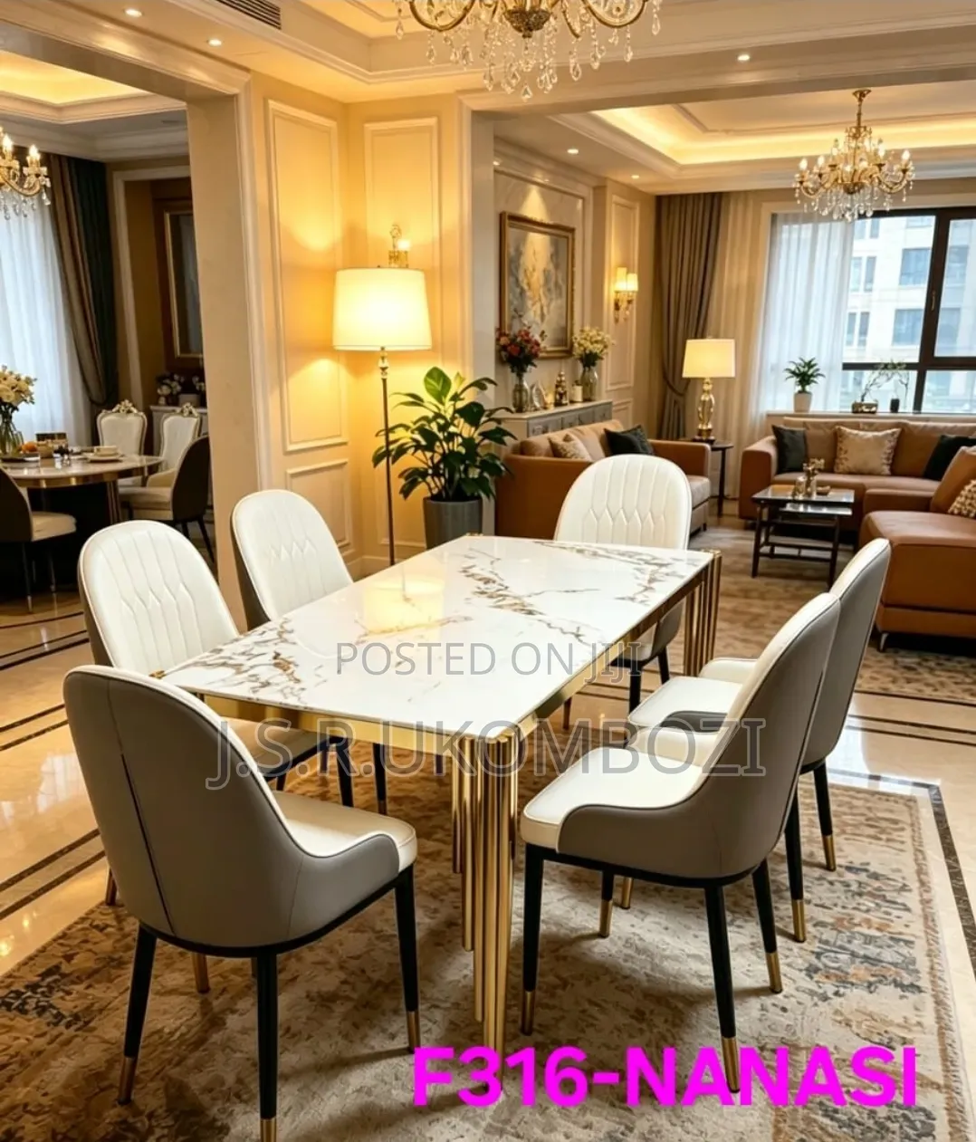 “Modern Dining Table Set With Marble-Style