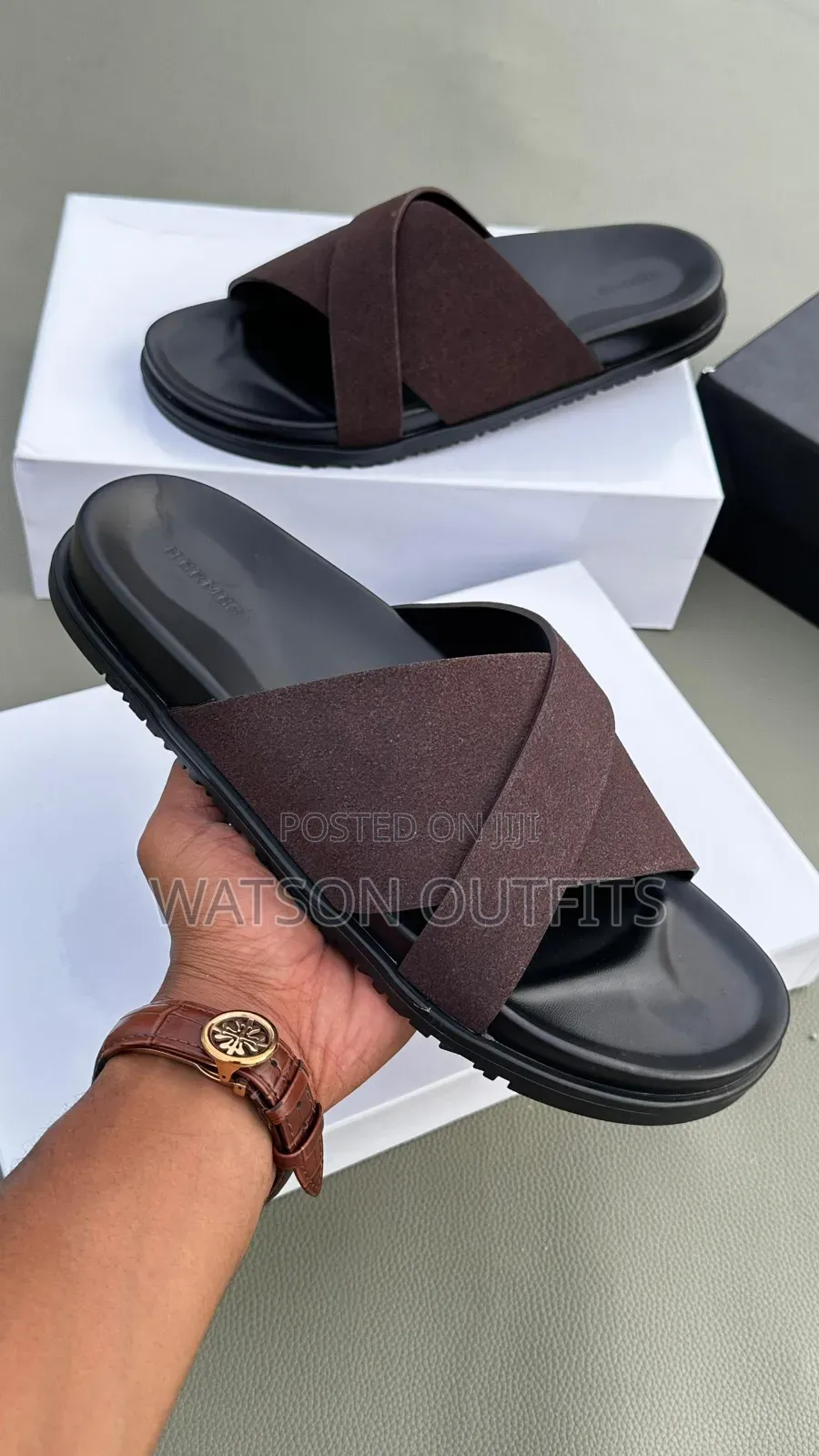 Men's Leather Open Shoes or Sandals or Open Footwears Hermes Branded