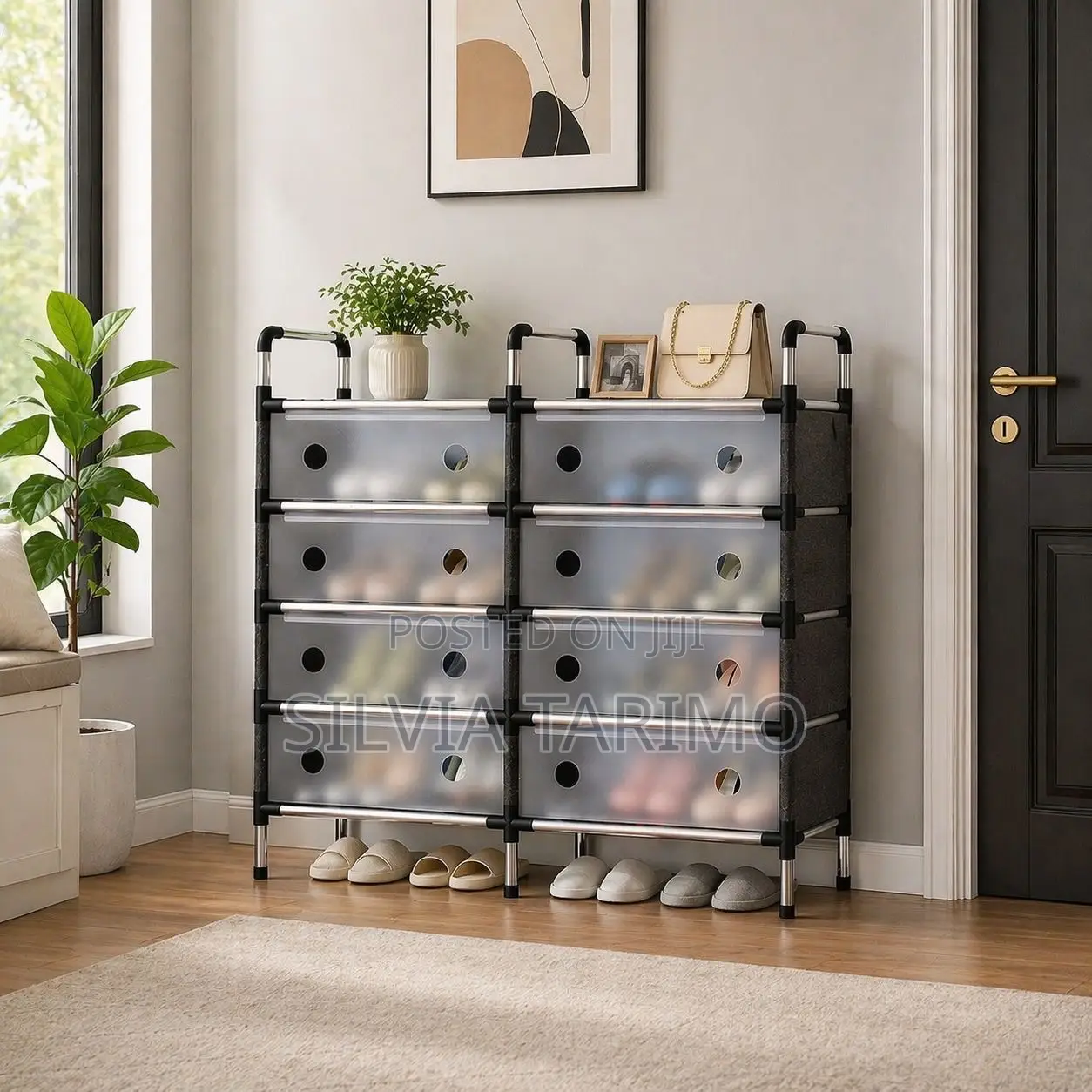*#5-layers Double Row Design Shoe Rack* Dimensions:81*28*92cm *