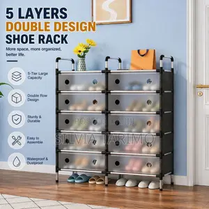 *#5-layers Double Row Design Shoe Rack* Dimensions:81*28*92cm *