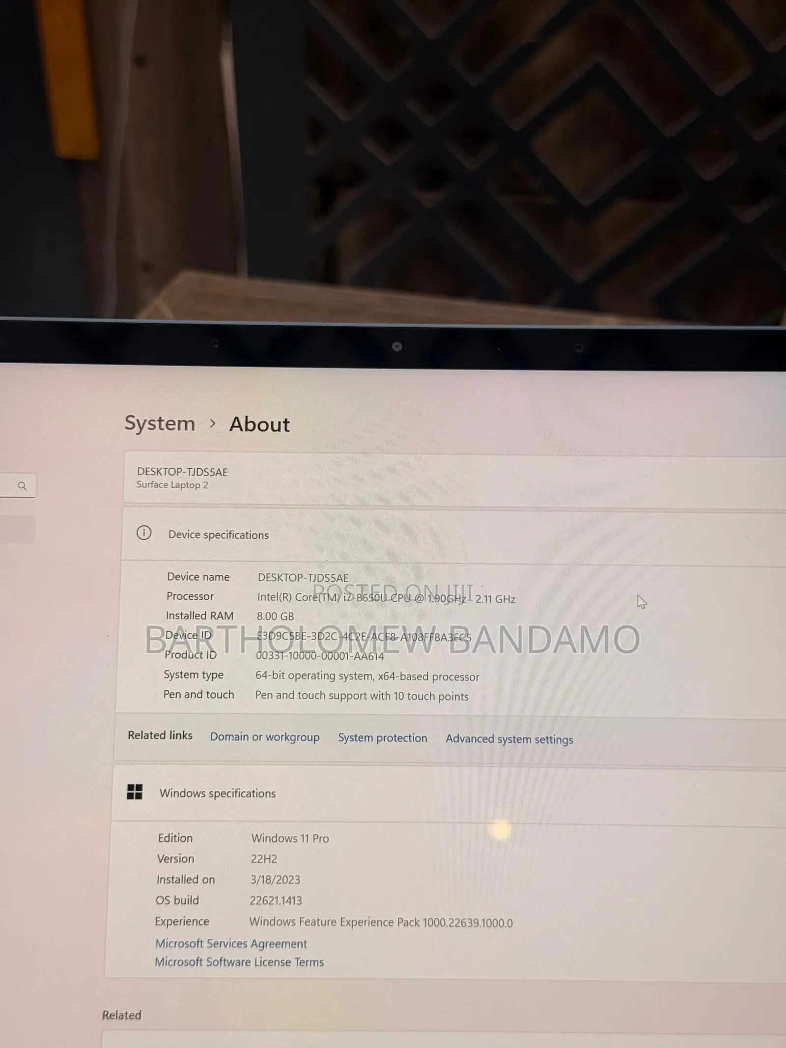 Laptop Microsoft Surface Laptop 2 8GB Intel Core i7 SSD 256GB