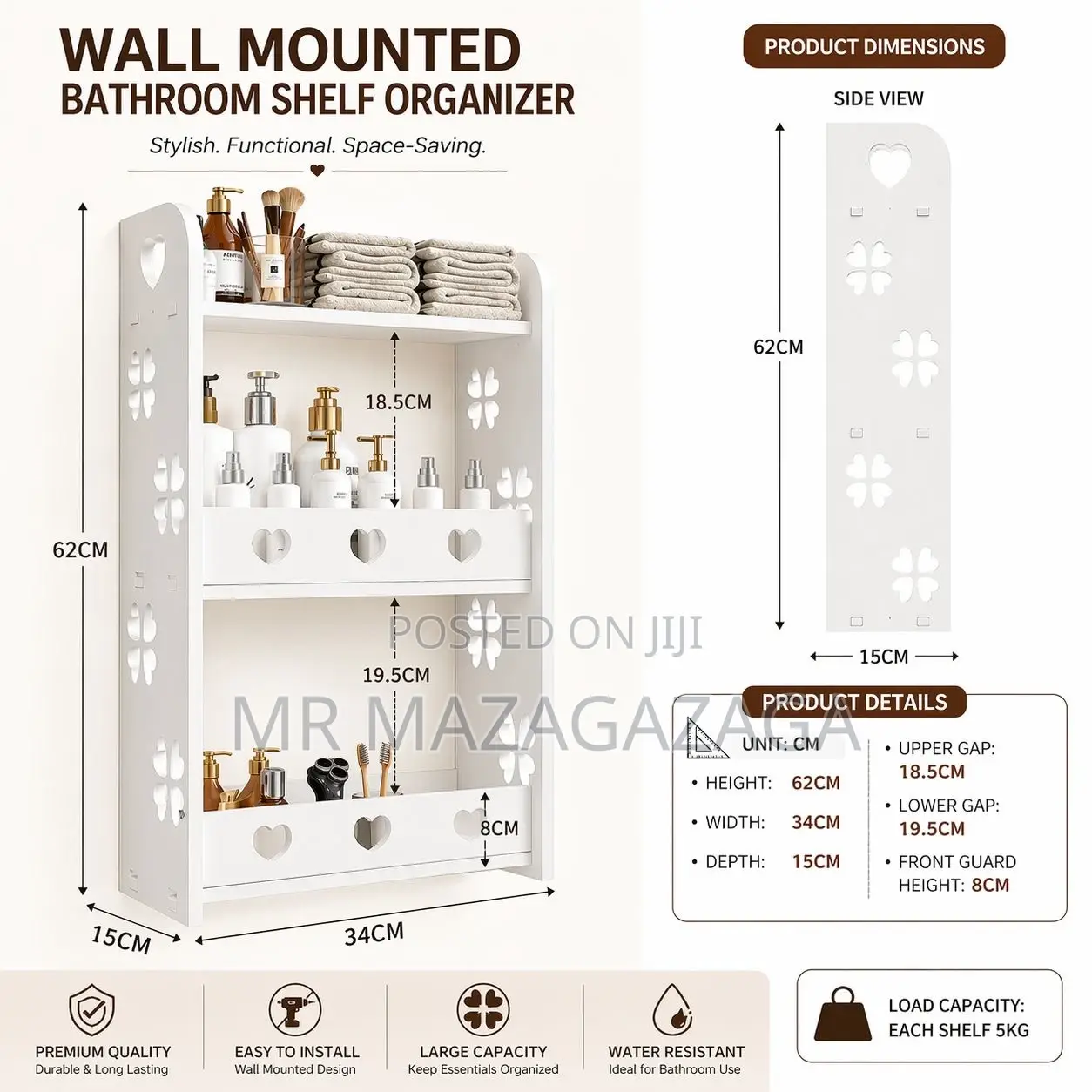 Wall Mounted Bathroom Shelf Organizer*