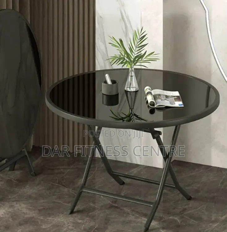 Glass Top Black Foldable Table