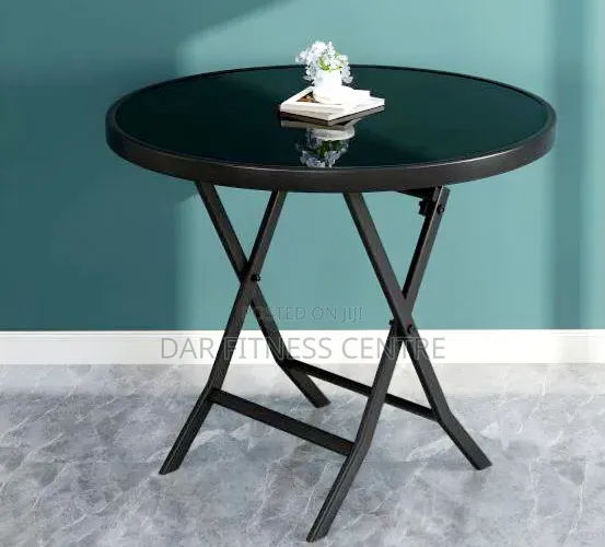 Glass Top Black Foldable Table