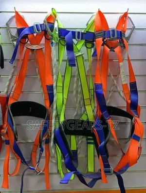 Safety Harness With Double Lanyard And Back Protection Belt