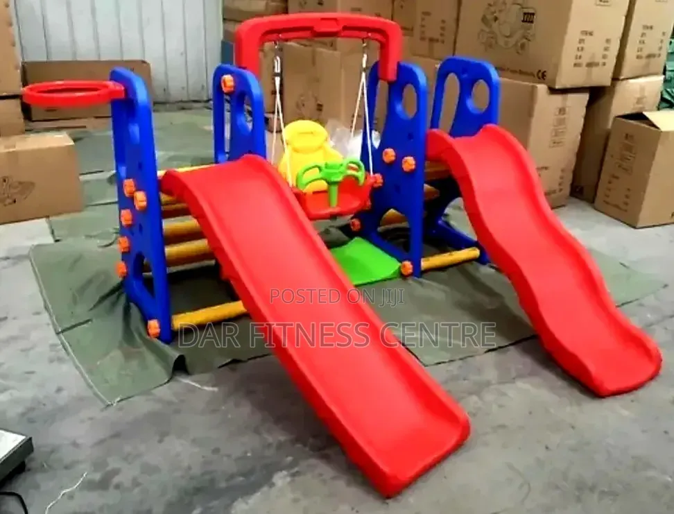 4 in 1 Double Slide,Swing and Basketball Ringc