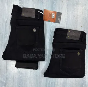 Quality Men's Stretching Slim Black Colorfast Jeans