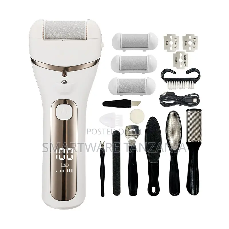 Electric Callus Remover Full Pedicure Kit Led Screen Champagne