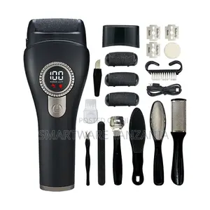 Electric Double Roller Callus Remover Pedicure Set Led Black