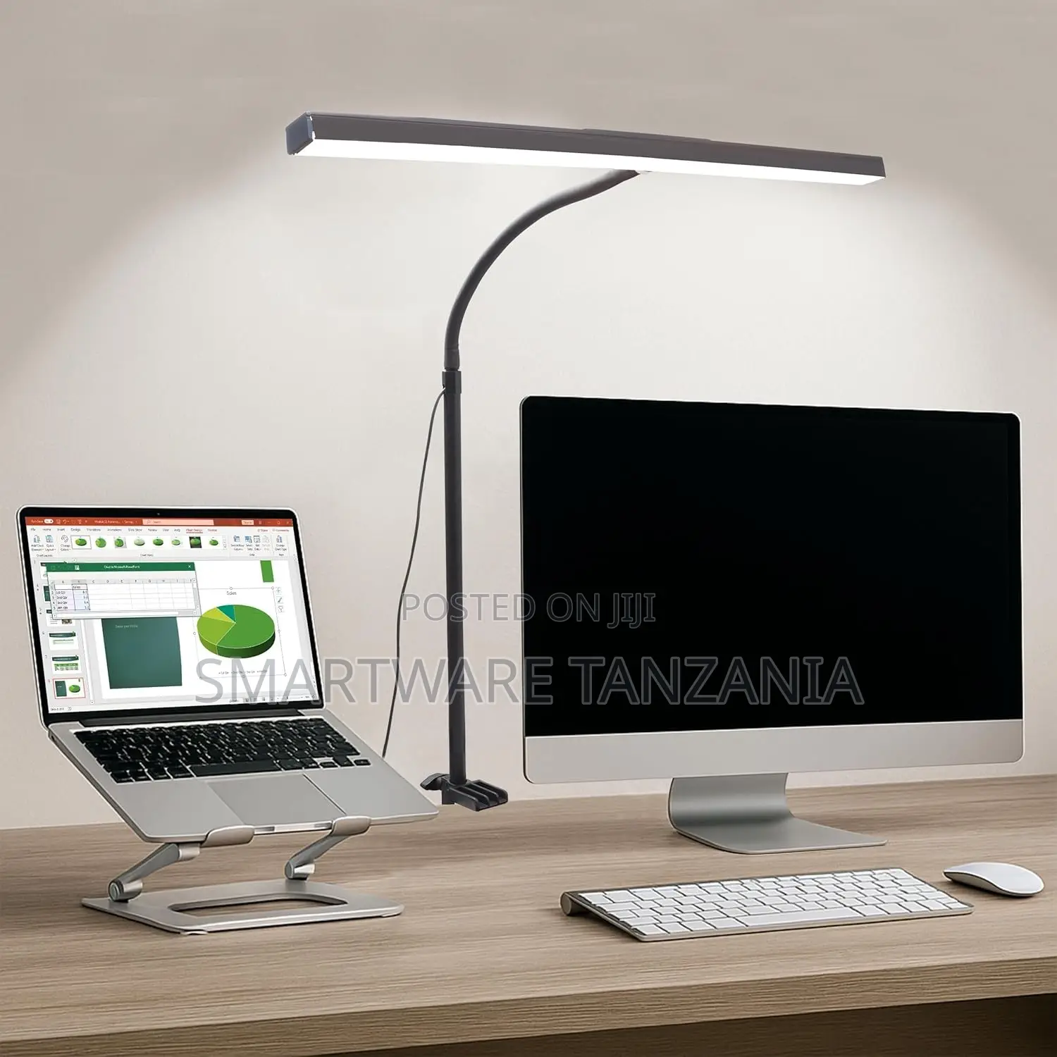 Single Wide Bar Led Desk Lamp Clamp Gooseneck Dimmable Grey