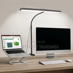 Single Wide Bar Led Desk Lamp Clamp Gooseneck Dimmable Grey