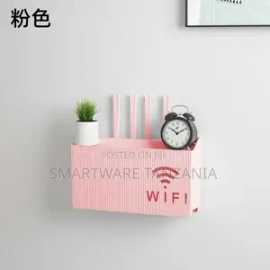 Pink Wall-mounted Wifi Router Shelf Box And Organizer