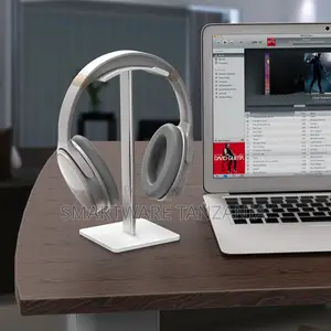 White Aluminum Headphone Stand Desk Holder Studio Workspace