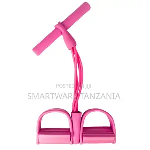 Pink Foot Pedal Pull Rope Resistance Band Core Toning Women