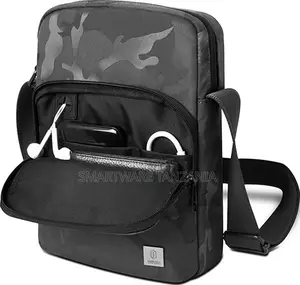 Wiwu Navy Blue Laptop Backpack Pu Leather Casual Travel Bag
