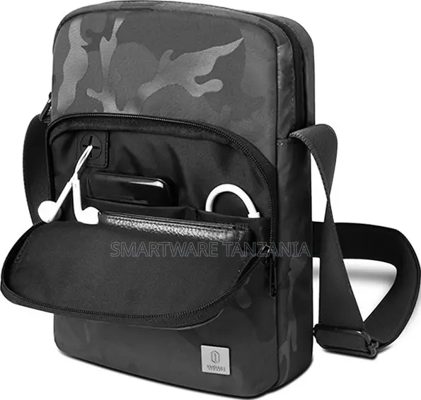 Wiwu Navy Blue Laptop Backpack Pu Leather Casual Travel Bag