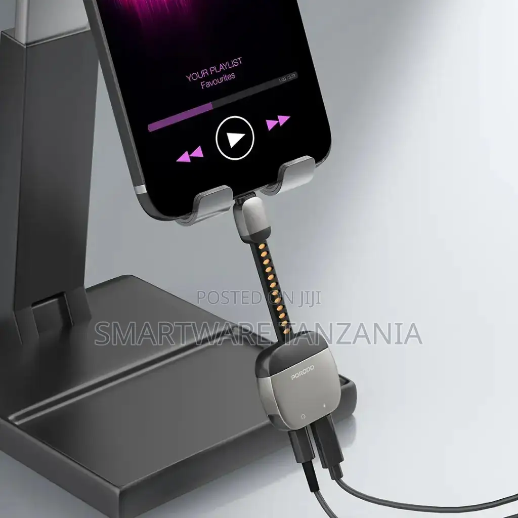 Porodo 2-in-1 Lightning To 3.5mm Aux Adapter 10w Charging
