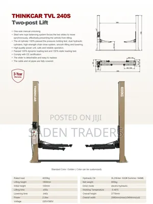 Two Post Tvl240s Lift