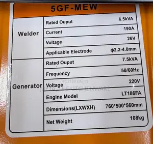Dahfa Diesel Welding Generator 7.5kva 5gf-Mew