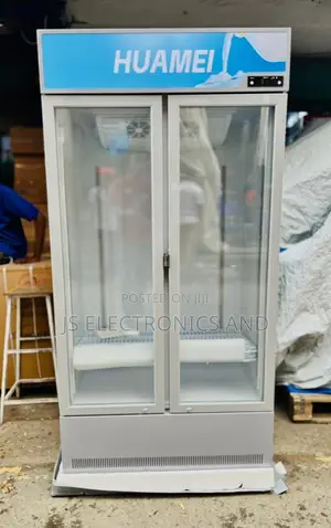 Huamei Showcase Display Fridge 630l Double Door Glass Warranty 2 Years