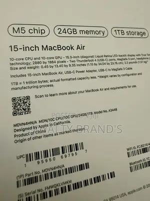 New Laptop Apple MacBook Air 2026 M5 13-inch 24GB Apple M5 SSD 1T