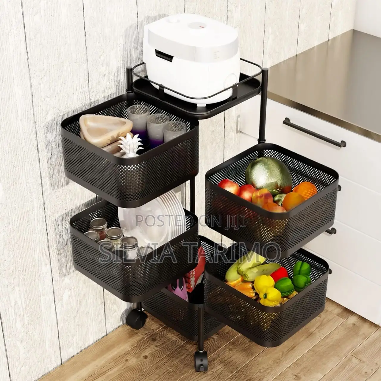 5-Tier Kitchen Storage Trolley With Wheels
