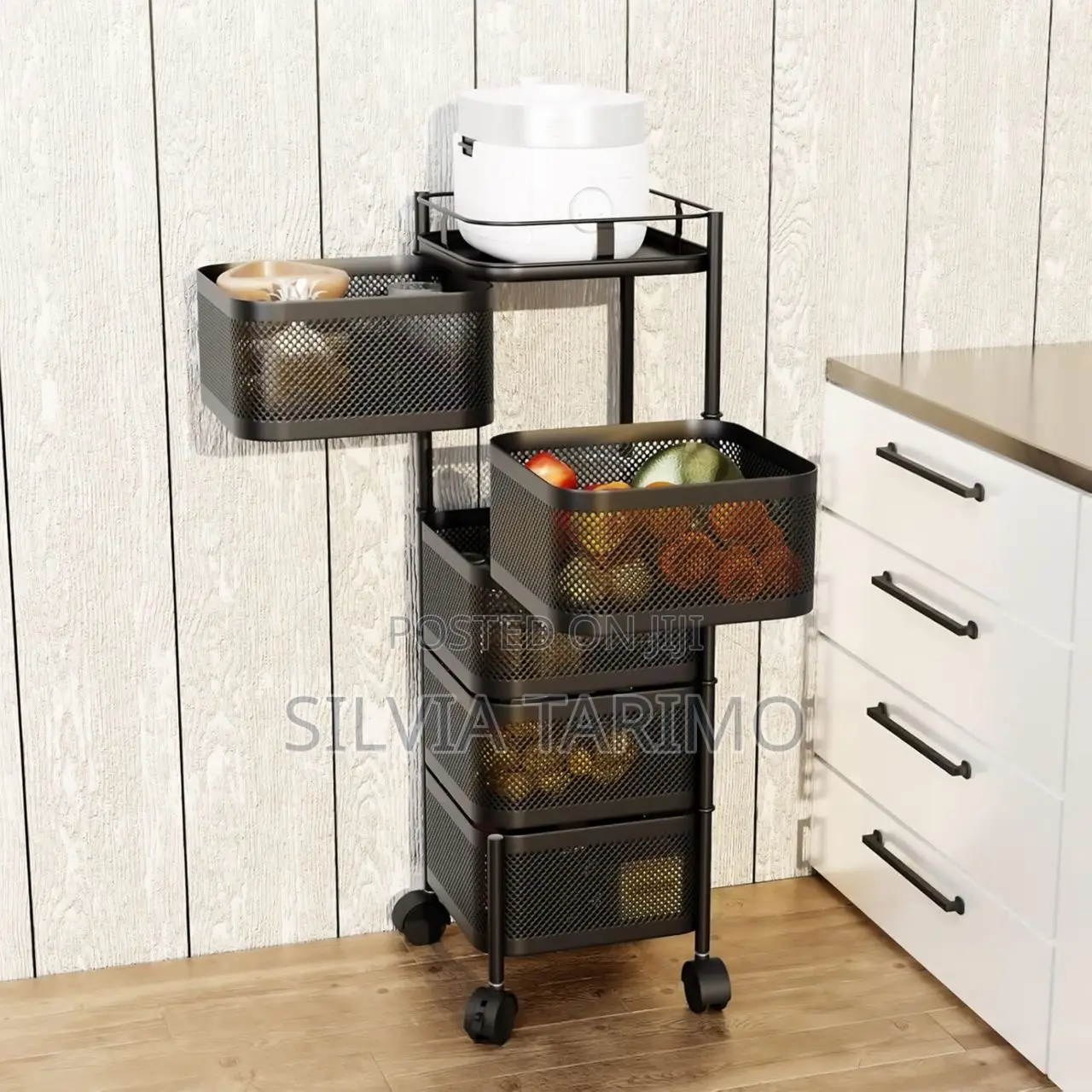 5-Tier Kitchen Storage Trolley With Wheels