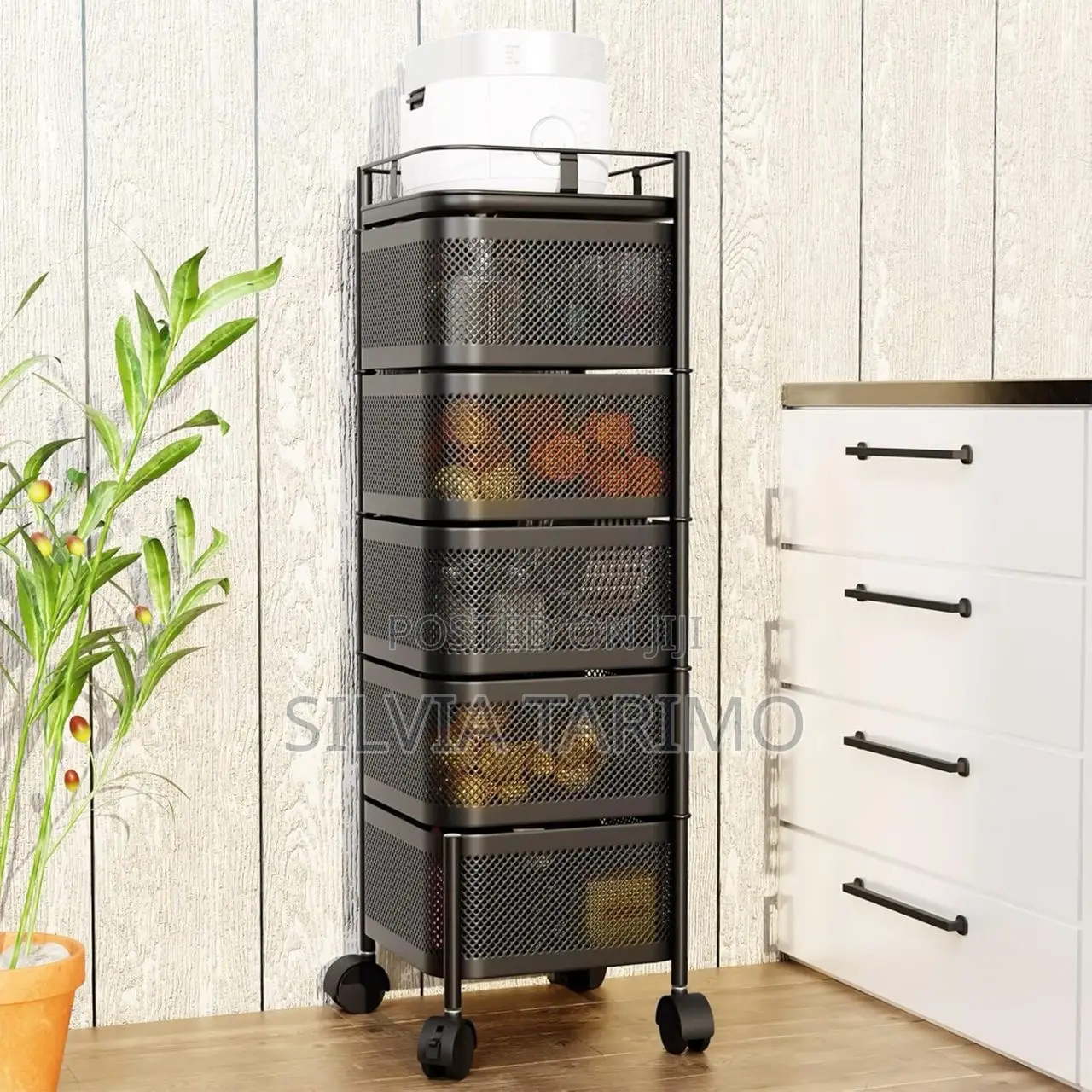 5-Tier Kitchen Storage Trolley With Wheels