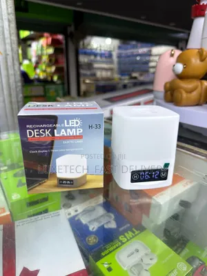 Rechargeable Mini Led Desk Lamp With a Digital Clock Display