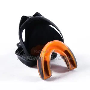 Sports Mouthguard With Case Orange Black Dual Layer Guard