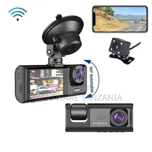 3-channel Wifi Dash Cam With Rotatable Lens Rear Camera