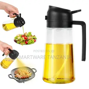 Black 2-in-1 Oil Spray And Pour Dispenser Glass Bottle