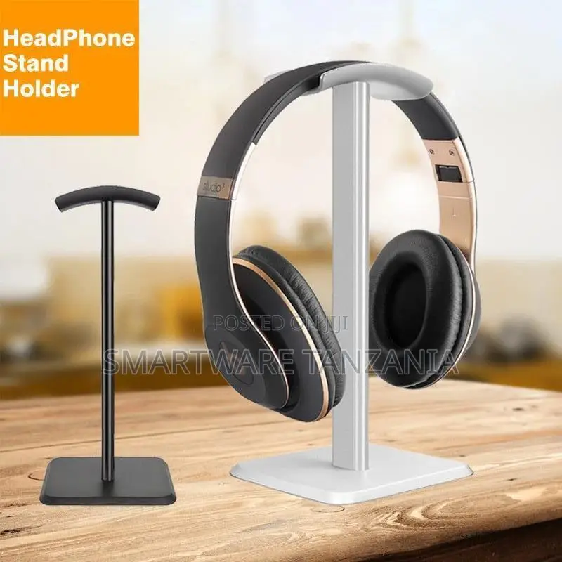 Headphone Stand Holder Aluminum Desk Hanger Silver And Black