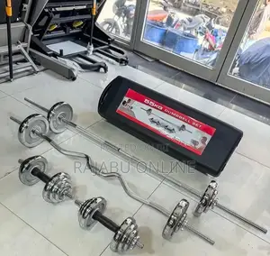 55kg Chrome Barbell and Dumbbell Set 4in 1
