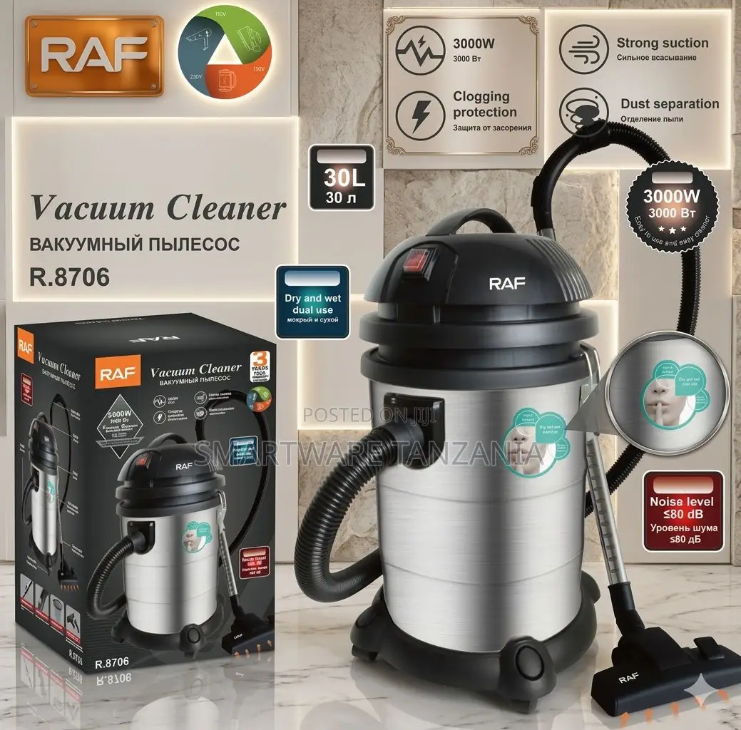 Raf R.8706 30l 3000w Wet Dry Vacuum Cleaner Low Noise Use