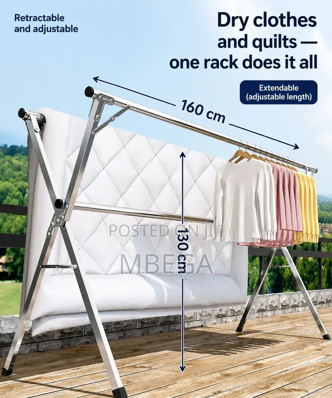 Stainless Steel Clothes Drying Stand*
Dimensions:130*50*160cm